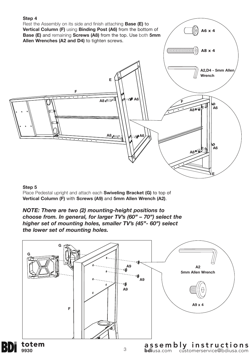 Totem | BDI 9930 totem User Manual | Page 3 / 10