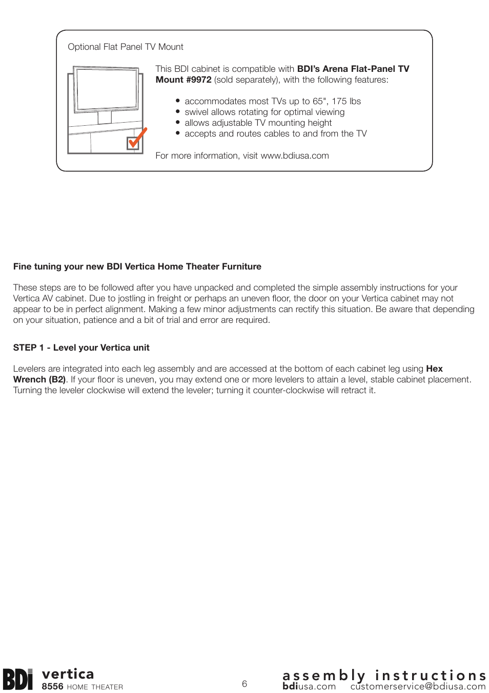 Vertica | BDI 8556 VERTICA User Manual | Page 6 / 7