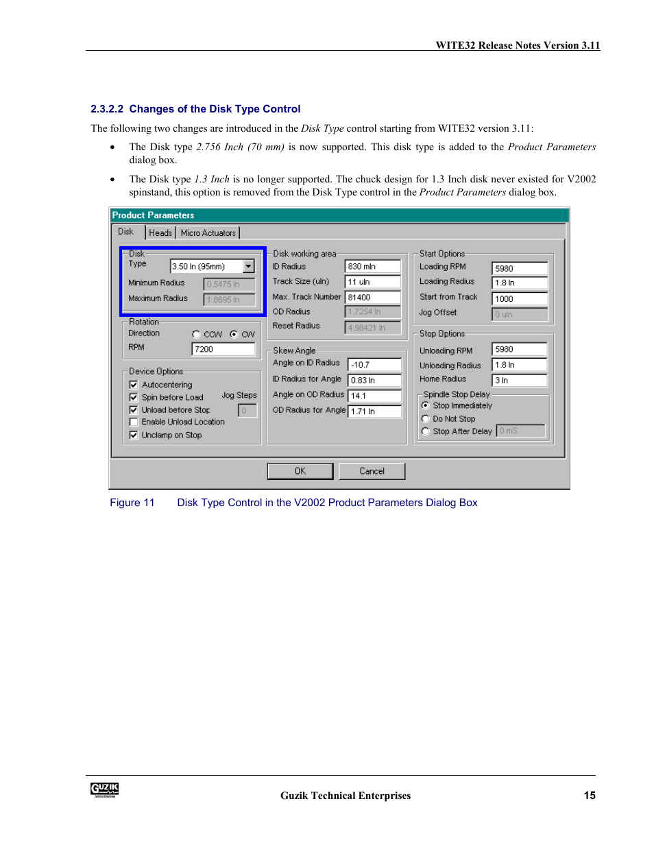 Changes of the disk type control | Canon WITE32 User Manual | Page 15 / 29