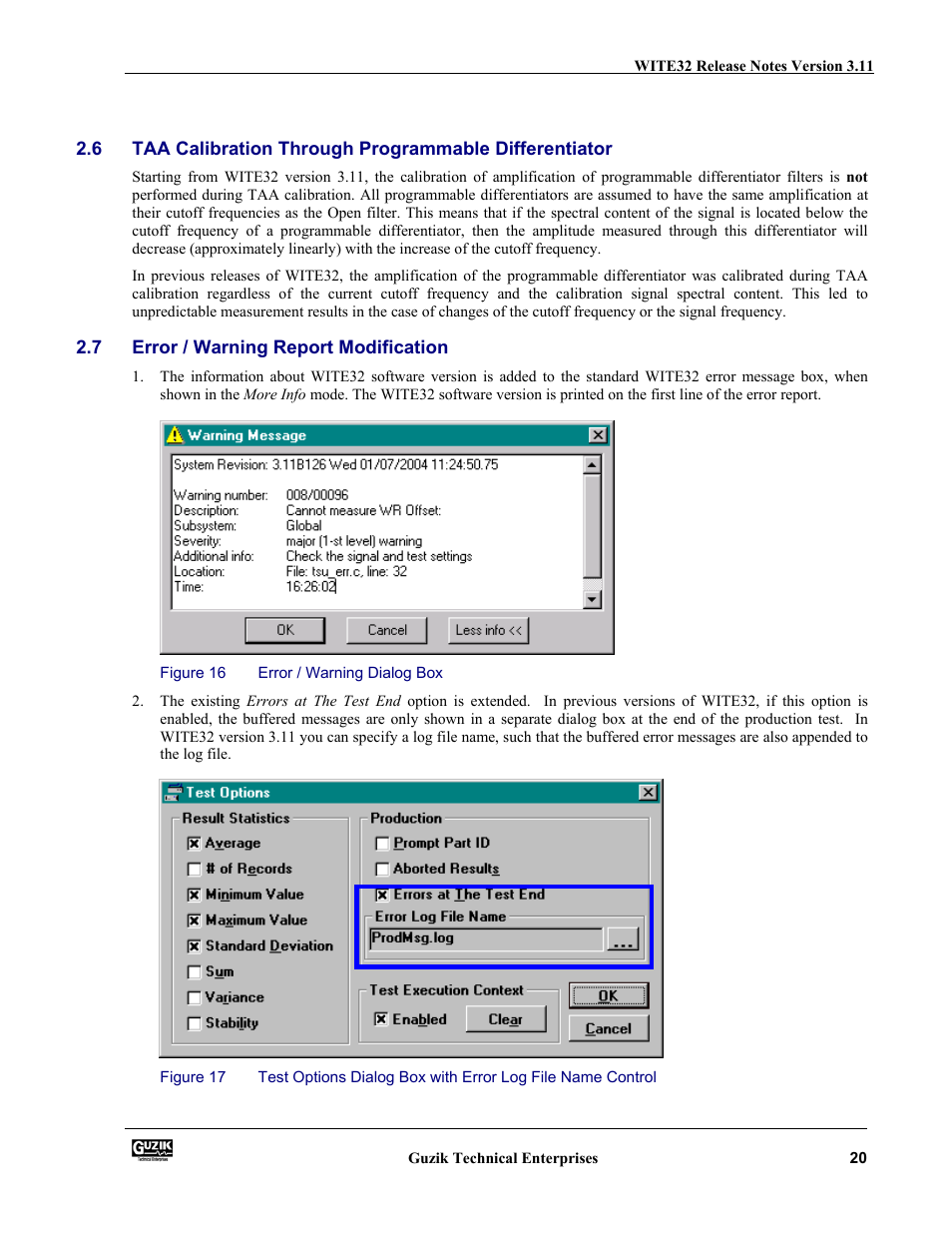 Error / warning report modification | Canon WITE32 User Manual | Page 20 / 29