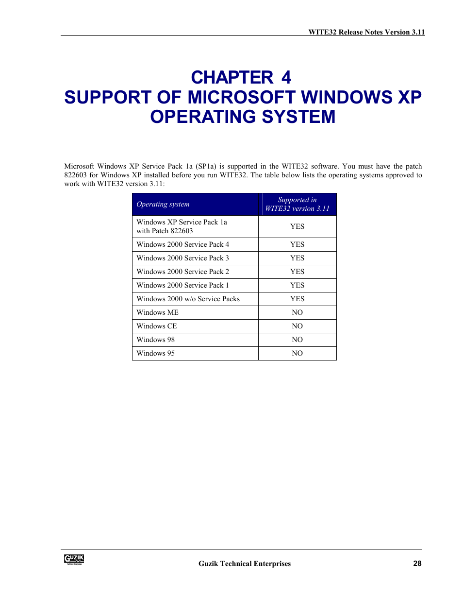 Support of microsoft windows xp operating system | Canon WITE32 User Manual | Page 28 / 29