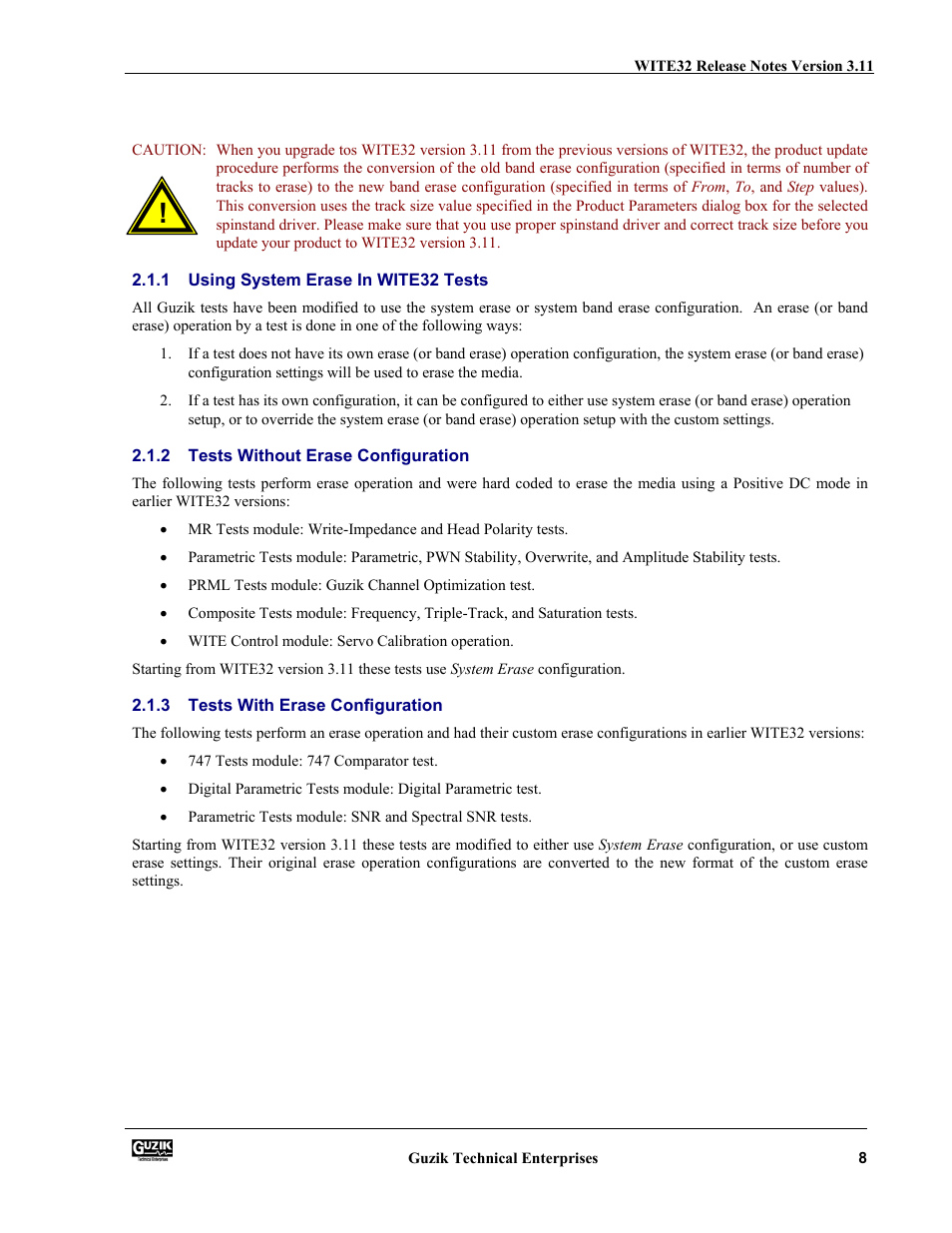 Using system erase in wite32 tests, Tests without erase configuration, Tests with erase configuration | Canon WITE32 User Manual | Page 8 / 29