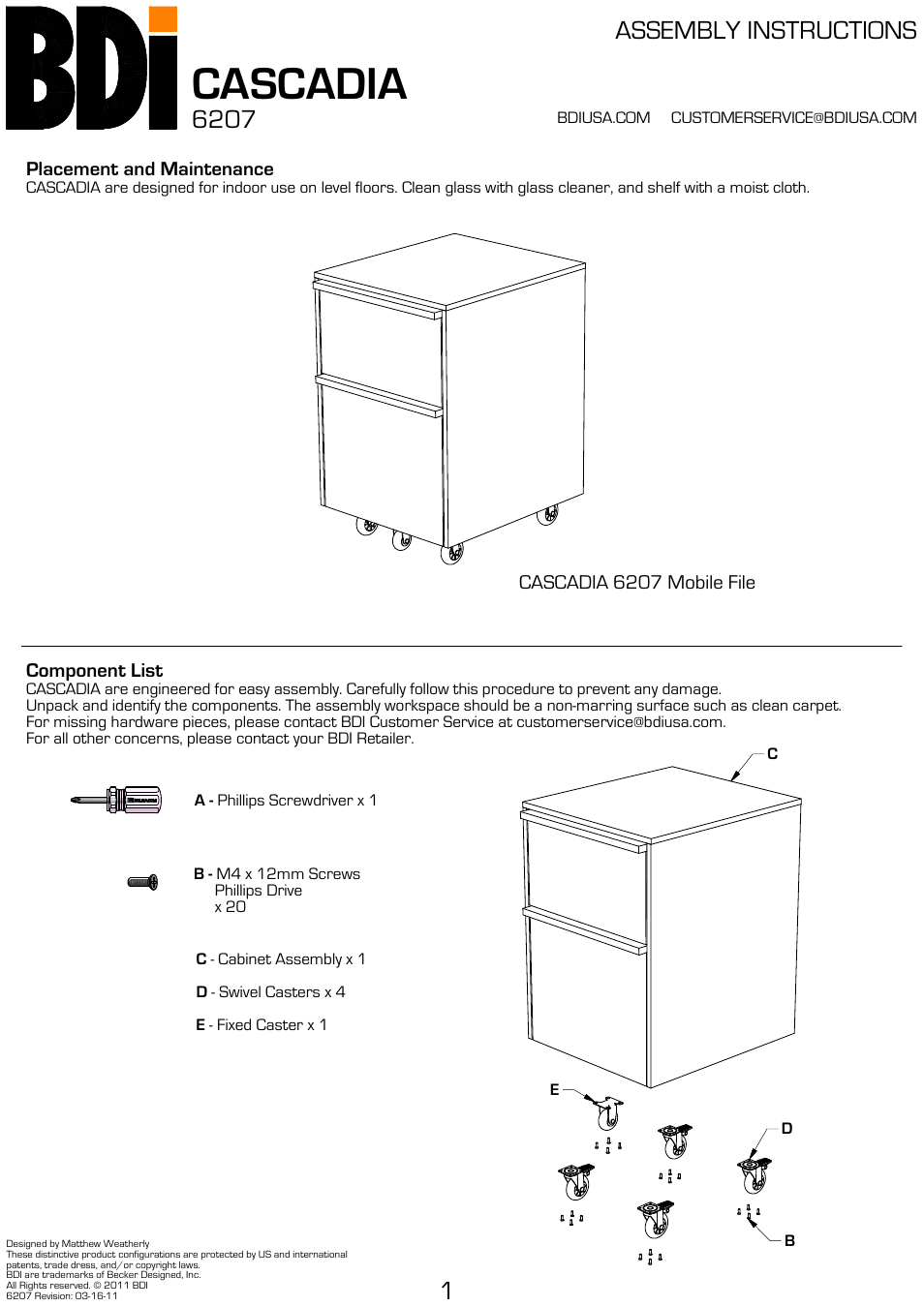 BDI 6207 CASCADIA User Manual | 2 pages