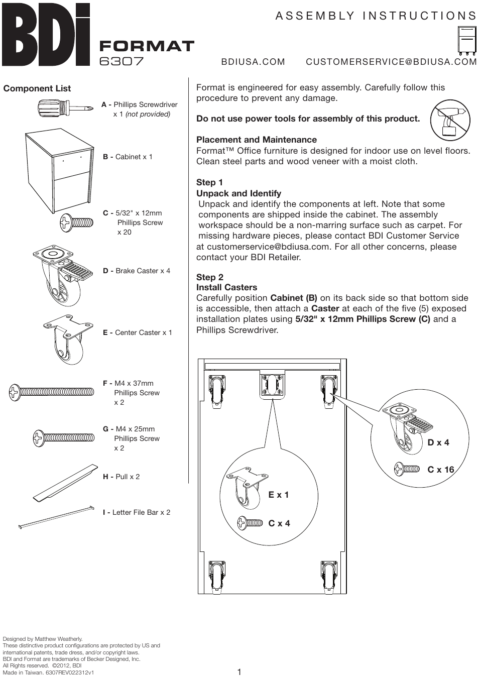 BDI 6307 FORMAT User Manual | 2 pages