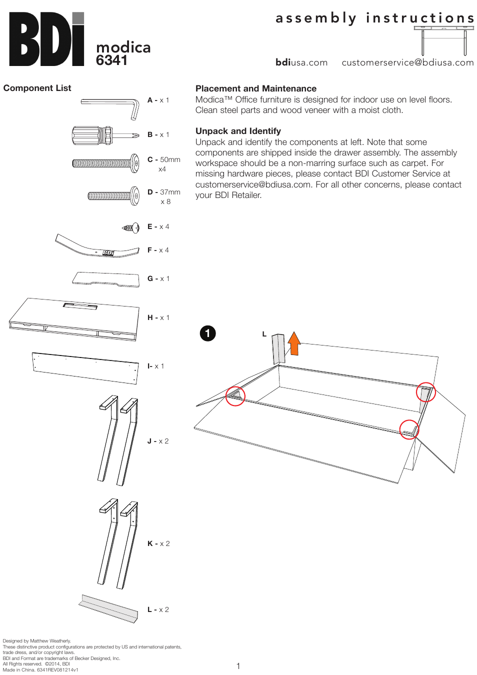 BDI 6341 modica User Manual | 4 pages