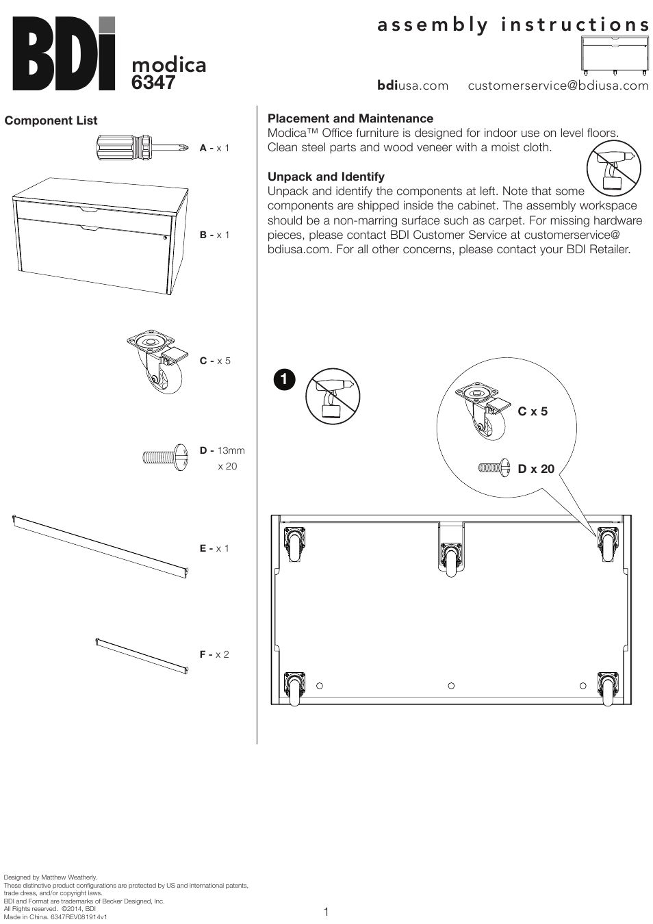 BDI 6347 modica User Manual | 2 pages