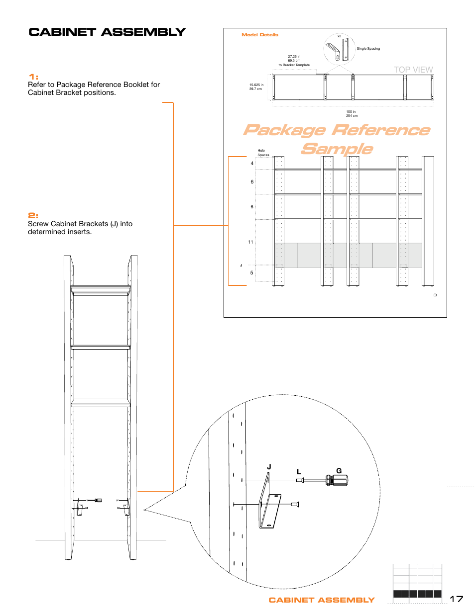 Package reference sample, Cabinet assembly, Top view | BDI Semblance modular system User Manual | Page 17 / 24