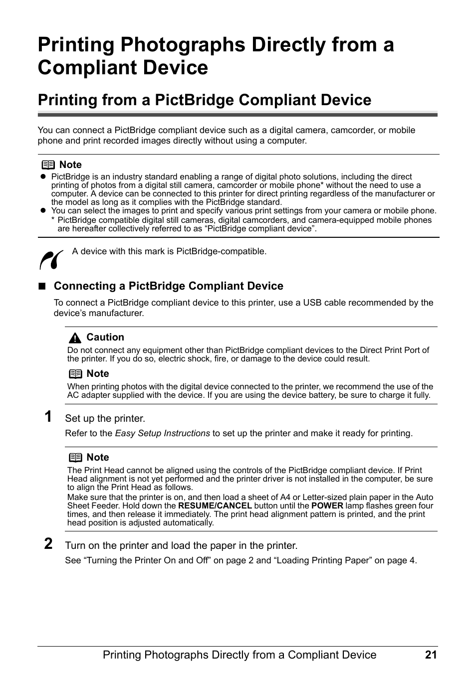 Printing from a pictbridge compliant device | Canon Pixma  iP4300 User Manual | Page 25 / 102