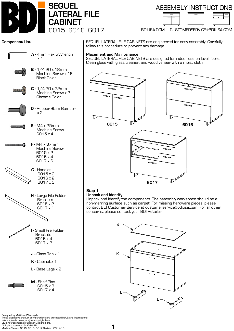 BDI 6015 Sequel User Manual | 4 pages