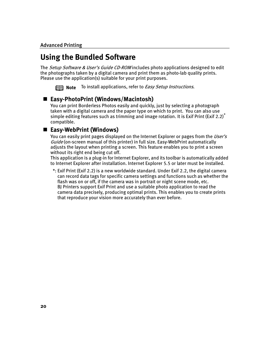 Using the bundled software | Canon i 250 User Manual | Page 22 / 64