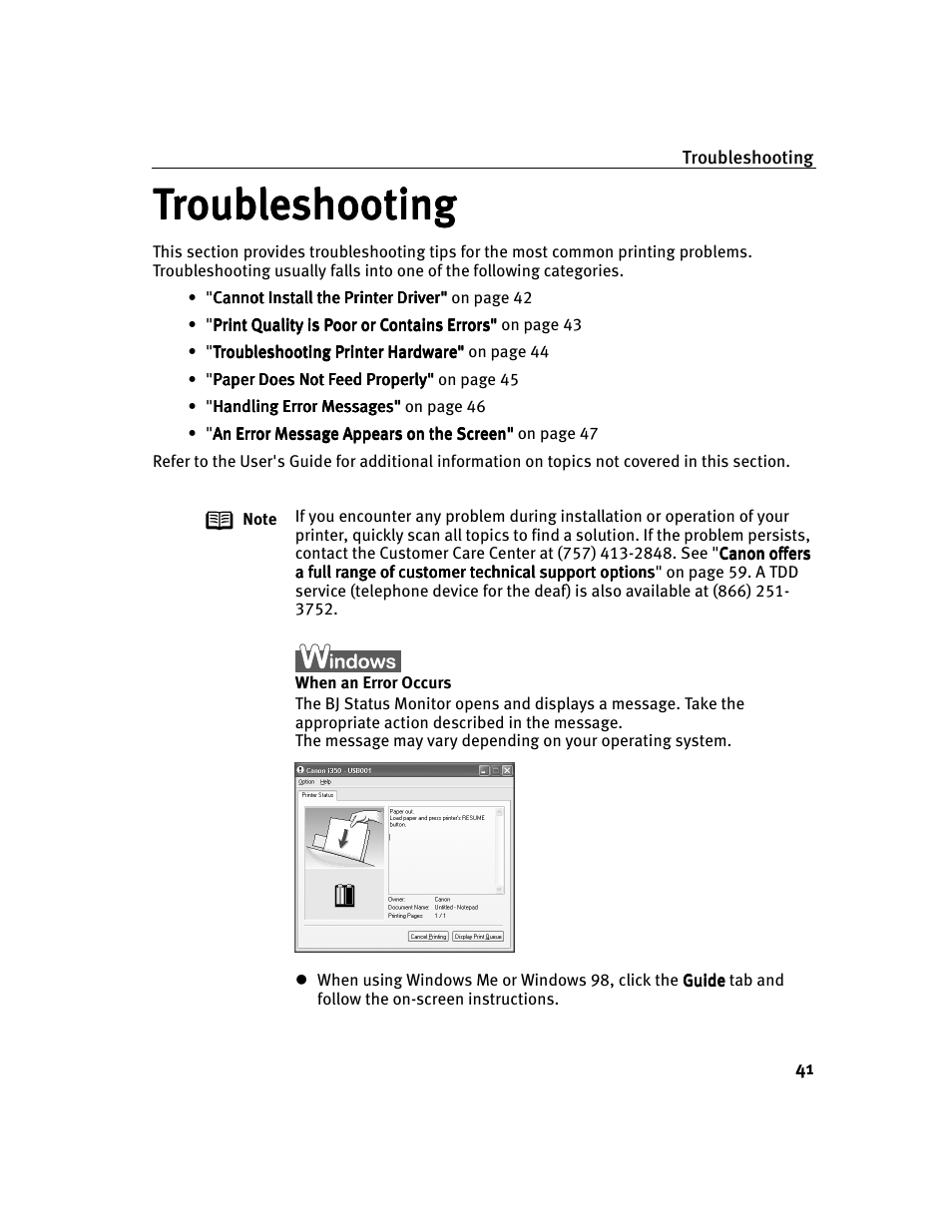 Troubleshooting | Canon i 250 User Manual | Page 43 / 64