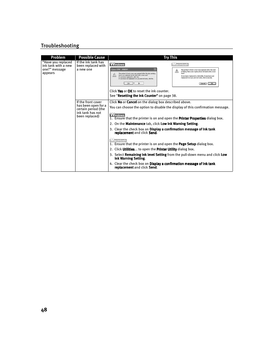 Troubleshooting 48 | Canon i 250 User Manual | Page 50 / 64