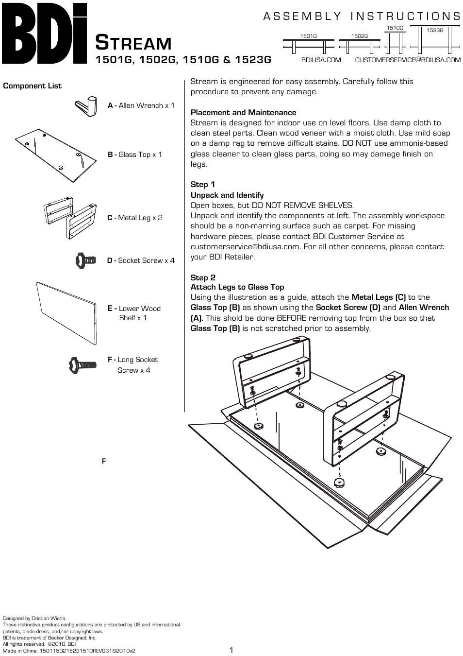 BDI 1501G Stream User Manual | 2 pages