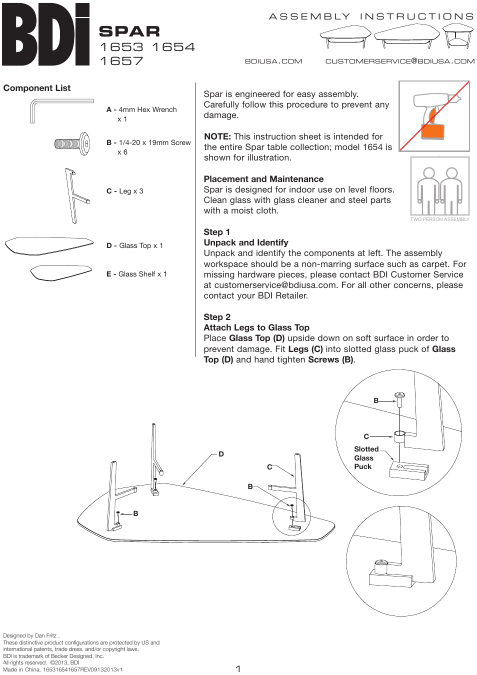 BDI 1653 Spar User Manual | 2 pages