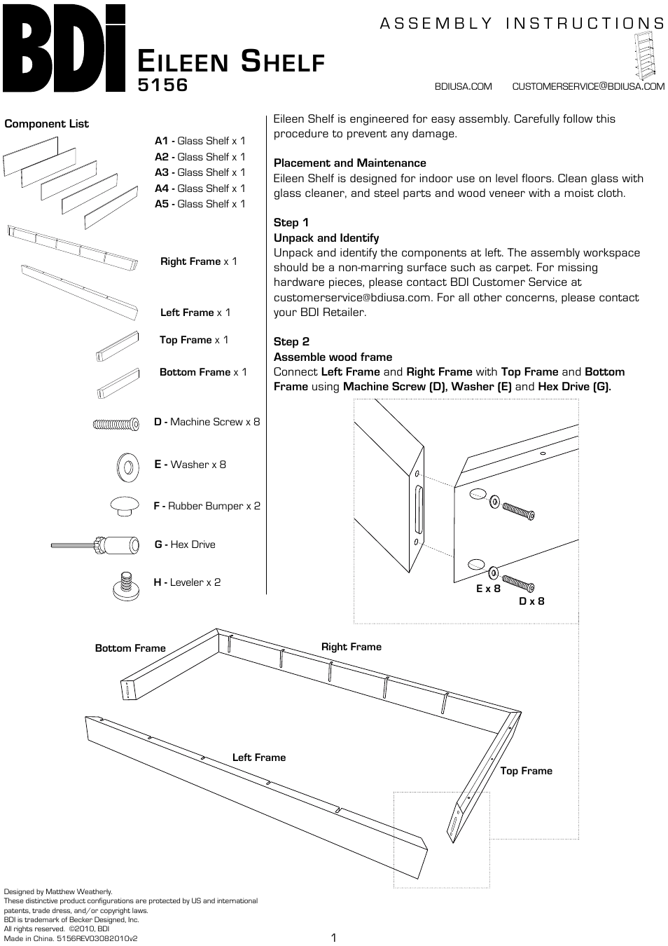 BDI 5156 Eileen Shelf User Manual | 3 pages