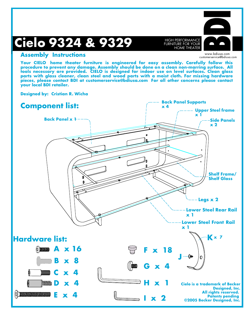 BDI 9324 Cielo User Manual | 4 pages