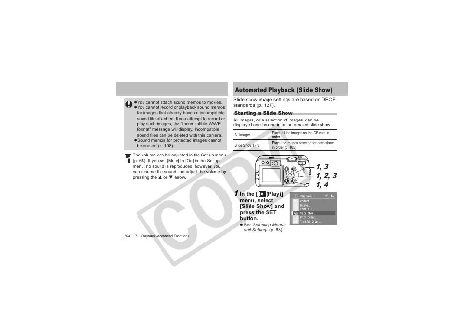 Automated playback (slide show) | Canon CDI-E151-010 User Manual | Page 106 / 179