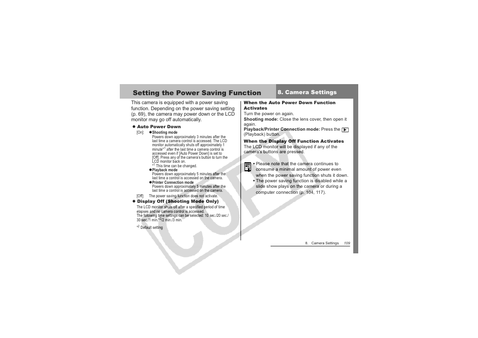 Setting the power saving function | Canon CDI-E151-010 User Manual | Page 111 / 179