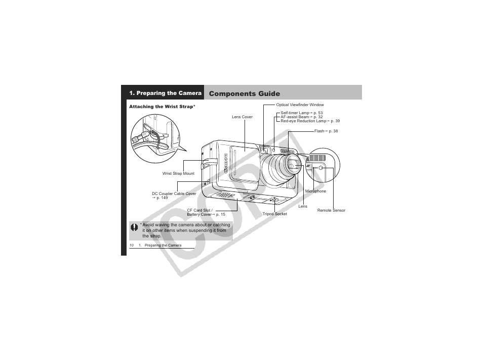 Components guide, Preparing the camera | Canon CDI-E151-010 User Manual | Page 12 / 179