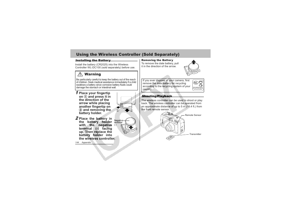 Using the wireless controller (sold separately) | Canon CDI-E151-010 User Manual | Page 146 / 179