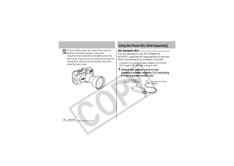 Using the power kits (sold separately) | Canon CDI-E151-010 User Manual | Page 150 / 179