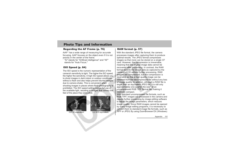 Photo tips and information | Canon CDI-E151-010 User Manual | Page 163 / 179