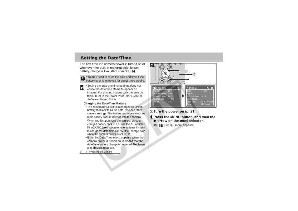 Setting the date/time | Canon CDI-E151-010 User Manual | Page 26 / 179