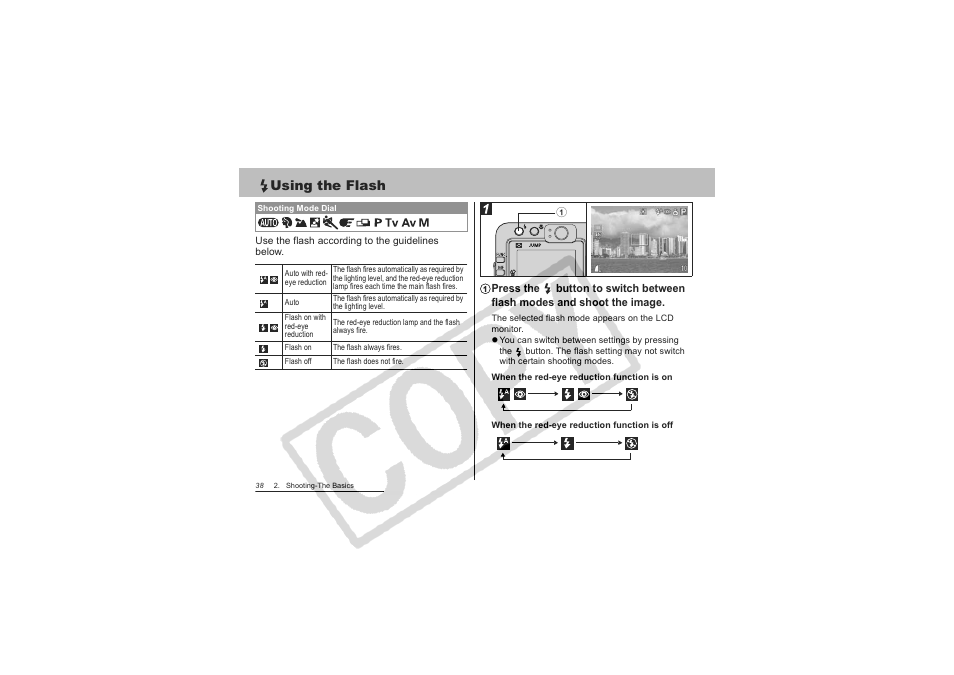 Using the flash | Canon CDI-E151-010 User Manual | Page 40 / 179