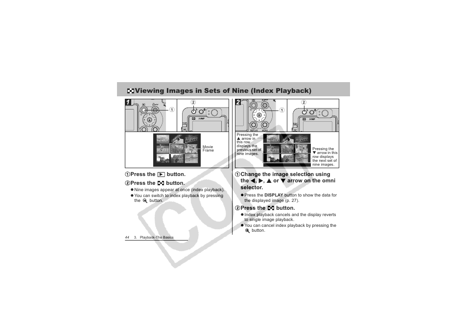 Viewing images in sets of nine (index playback) | Canon CDI-E151-010 User Manual | Page 46 / 179