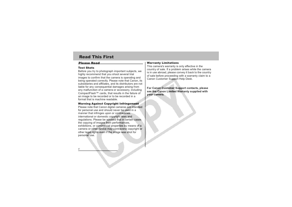 Read this first | Canon CDI-E151-010 User Manual | Page 6 / 179