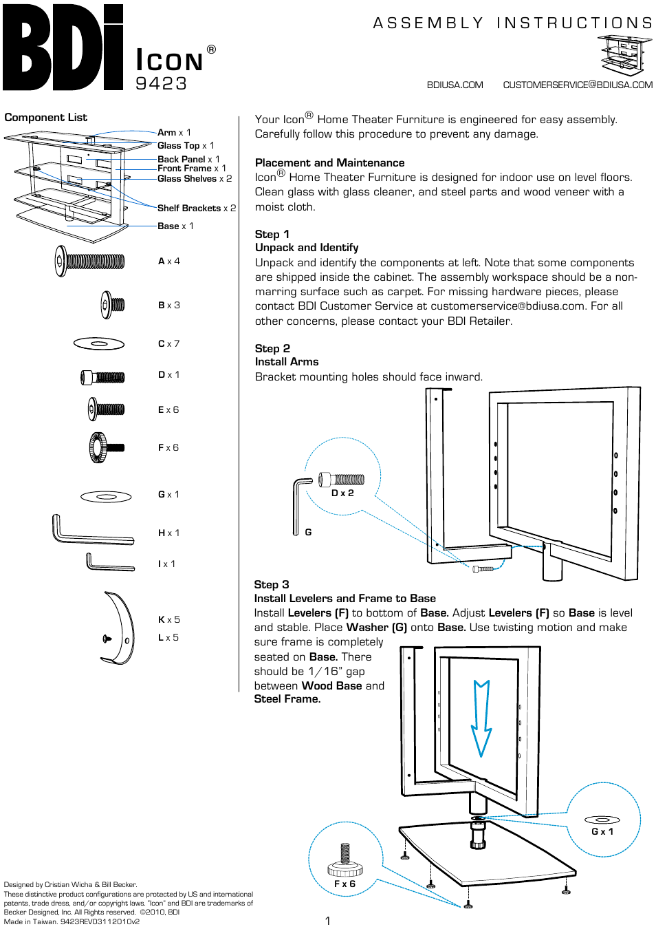 BDI 9423 Icon User Manual | 4 pages