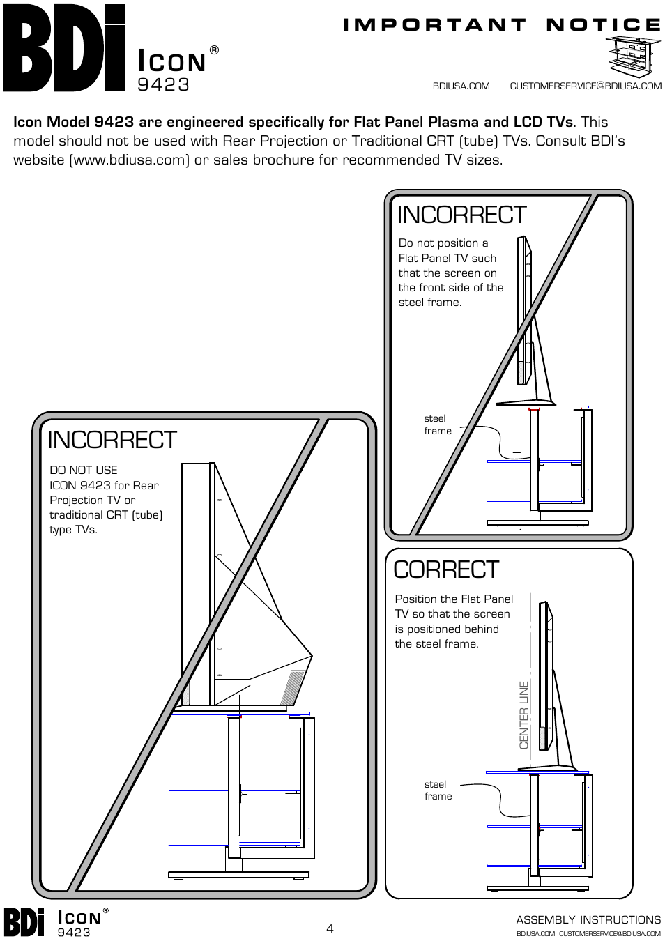 Incorrect correct, Incorrect, C o n | BDI 9423 Icon User Manual | Page 4 / 4