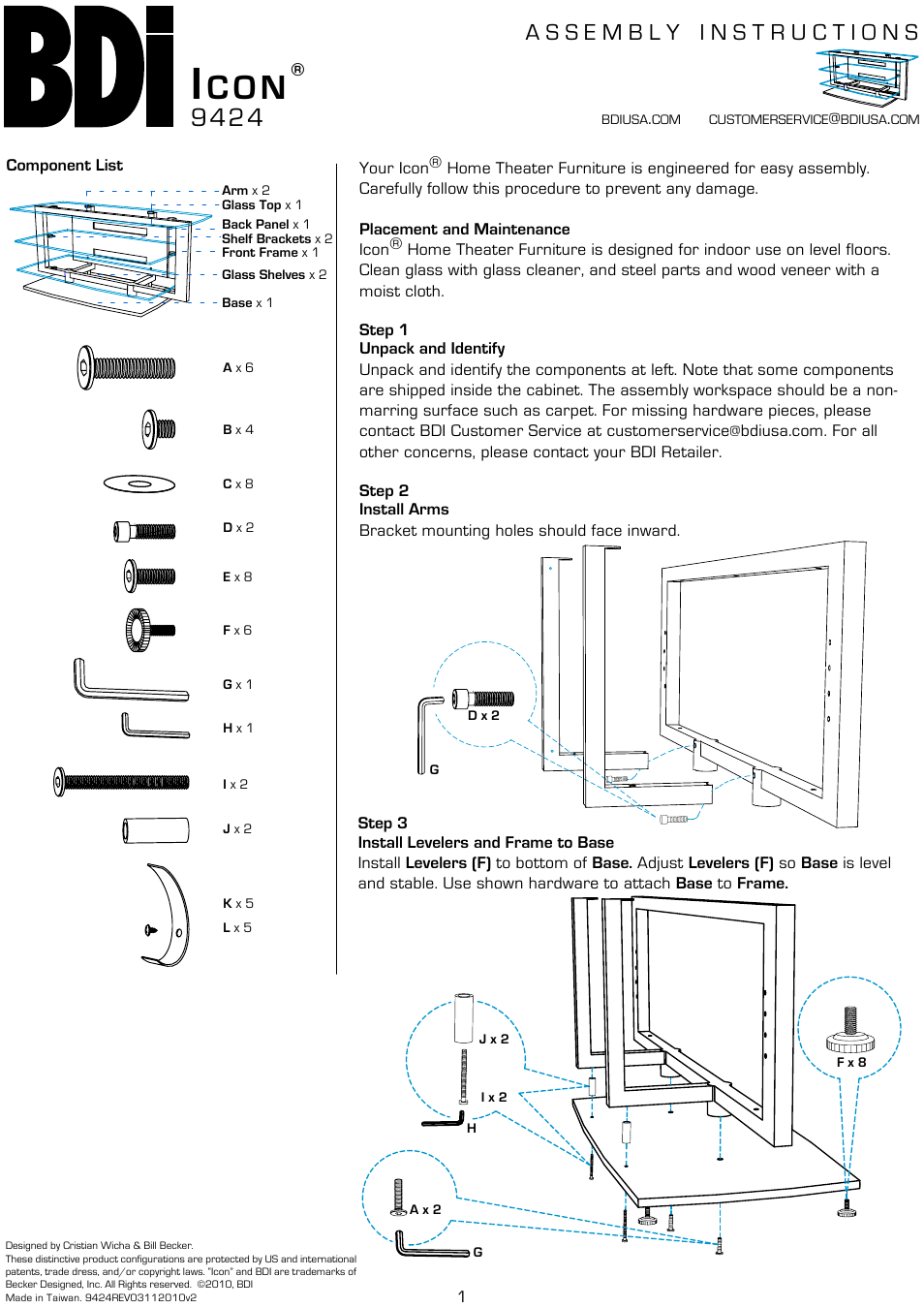 BDI 9424 Icon User Manual | 4 pages