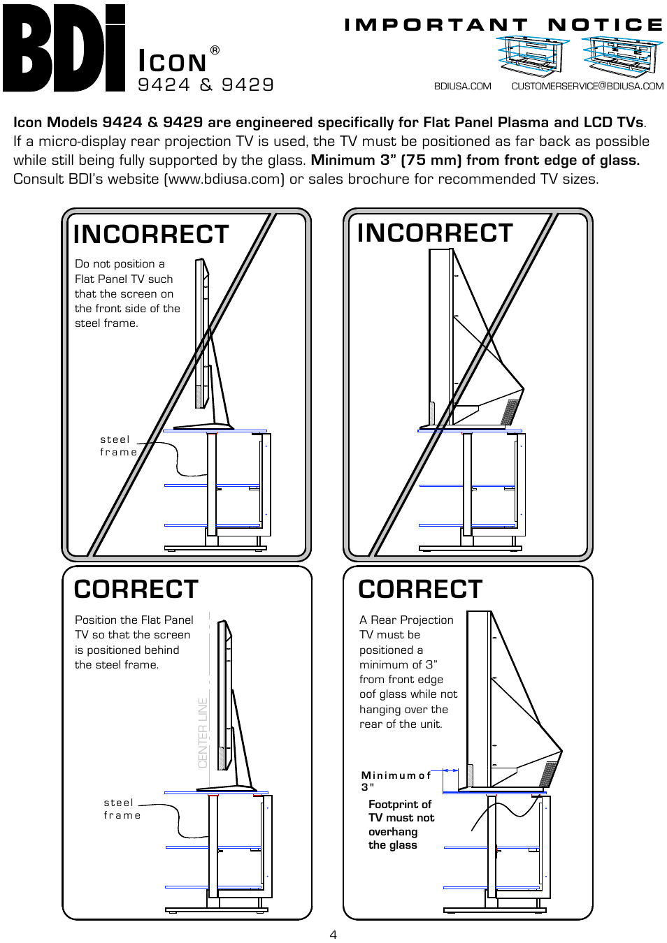 Correct, Incorrect, C o n | BDI 9424 Icon User Manual | Page 4 / 4