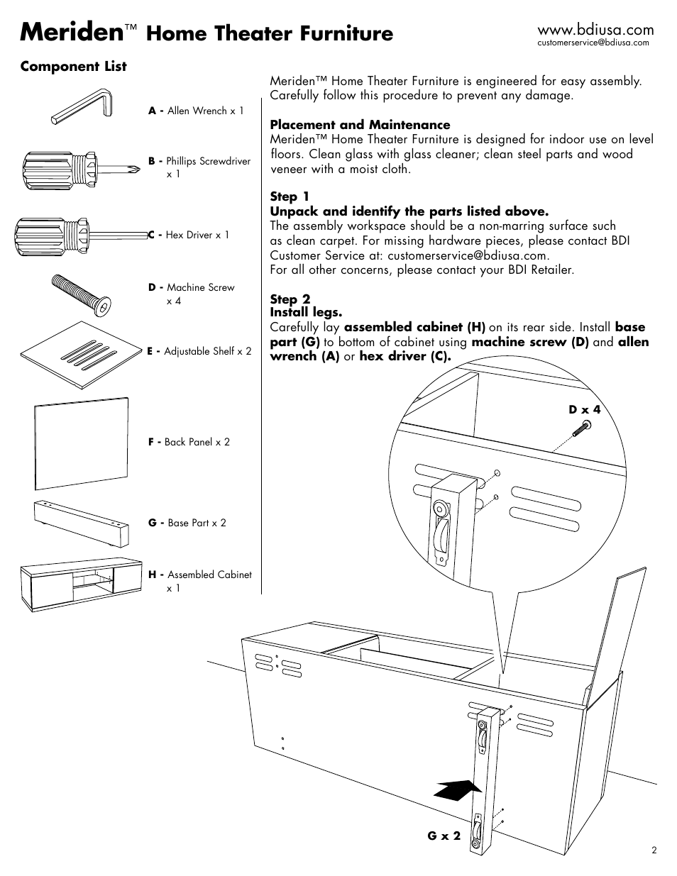 Meriden, Home theater furniture | BDI 8127 Meriden User Manual | Page 2 / 4