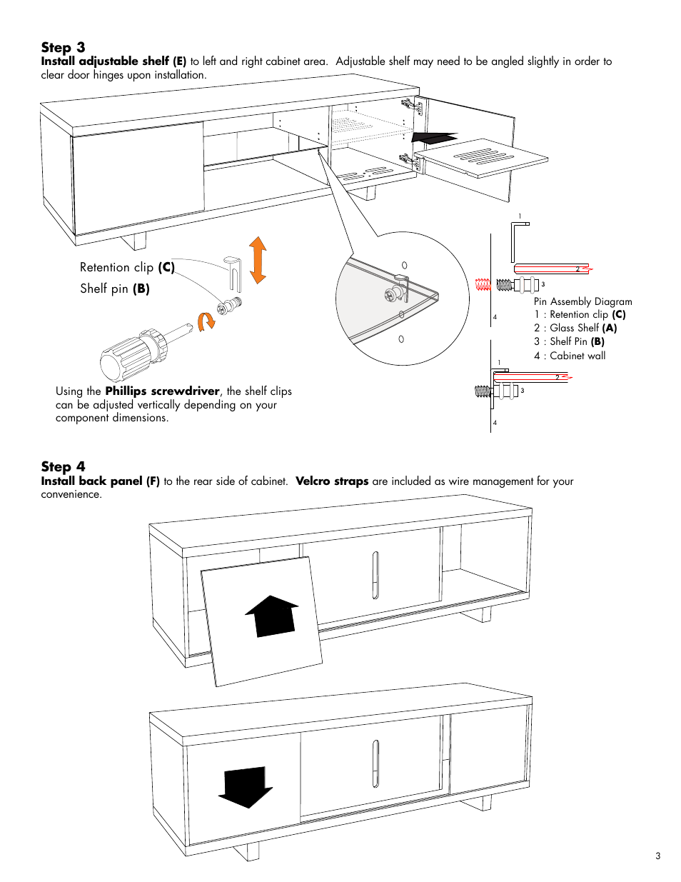 Step 3, Step 4 | BDI 8127 Meriden User Manual | Page 3 / 4
