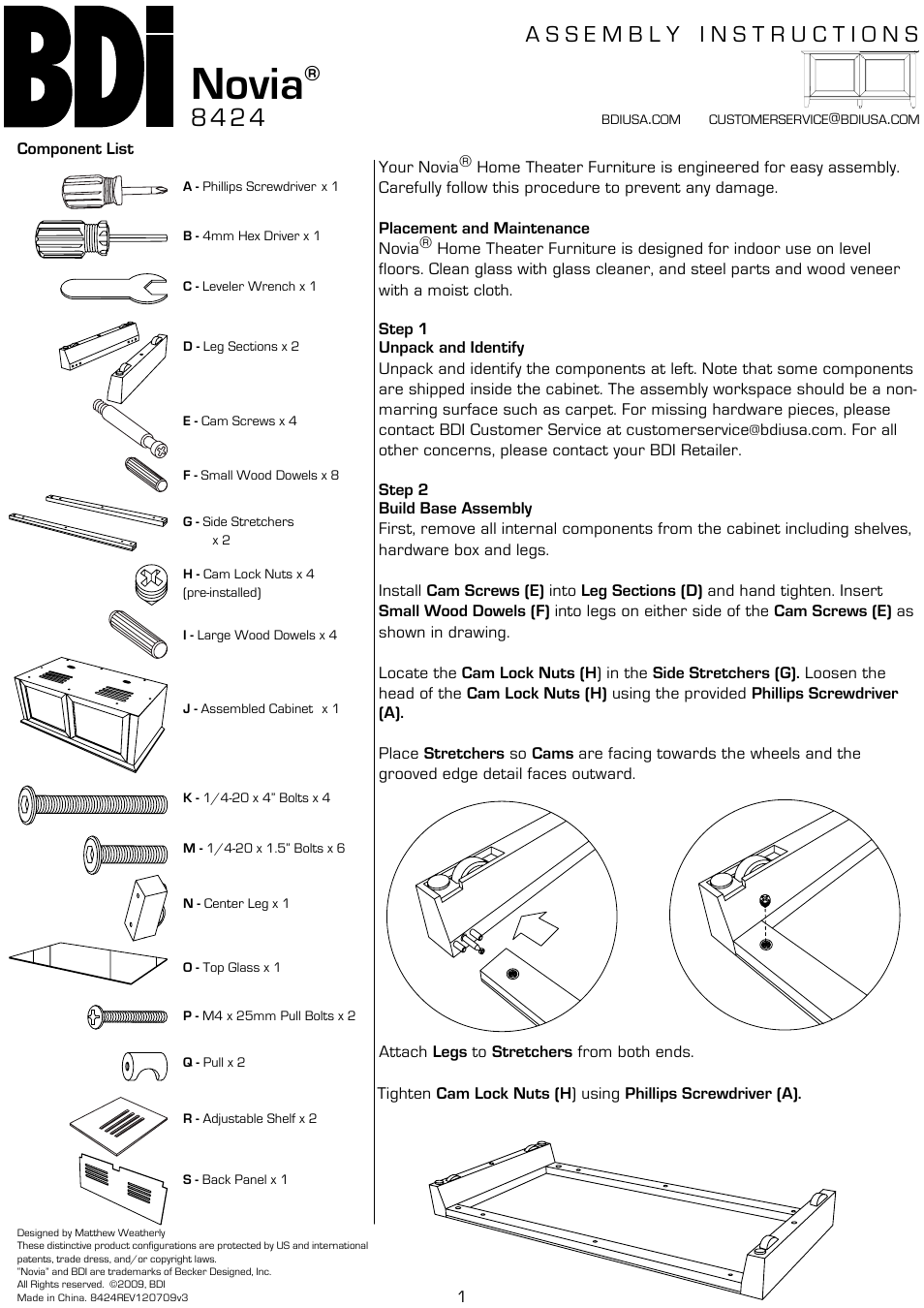 BDI 8424 Novia User Manual | 4 pages