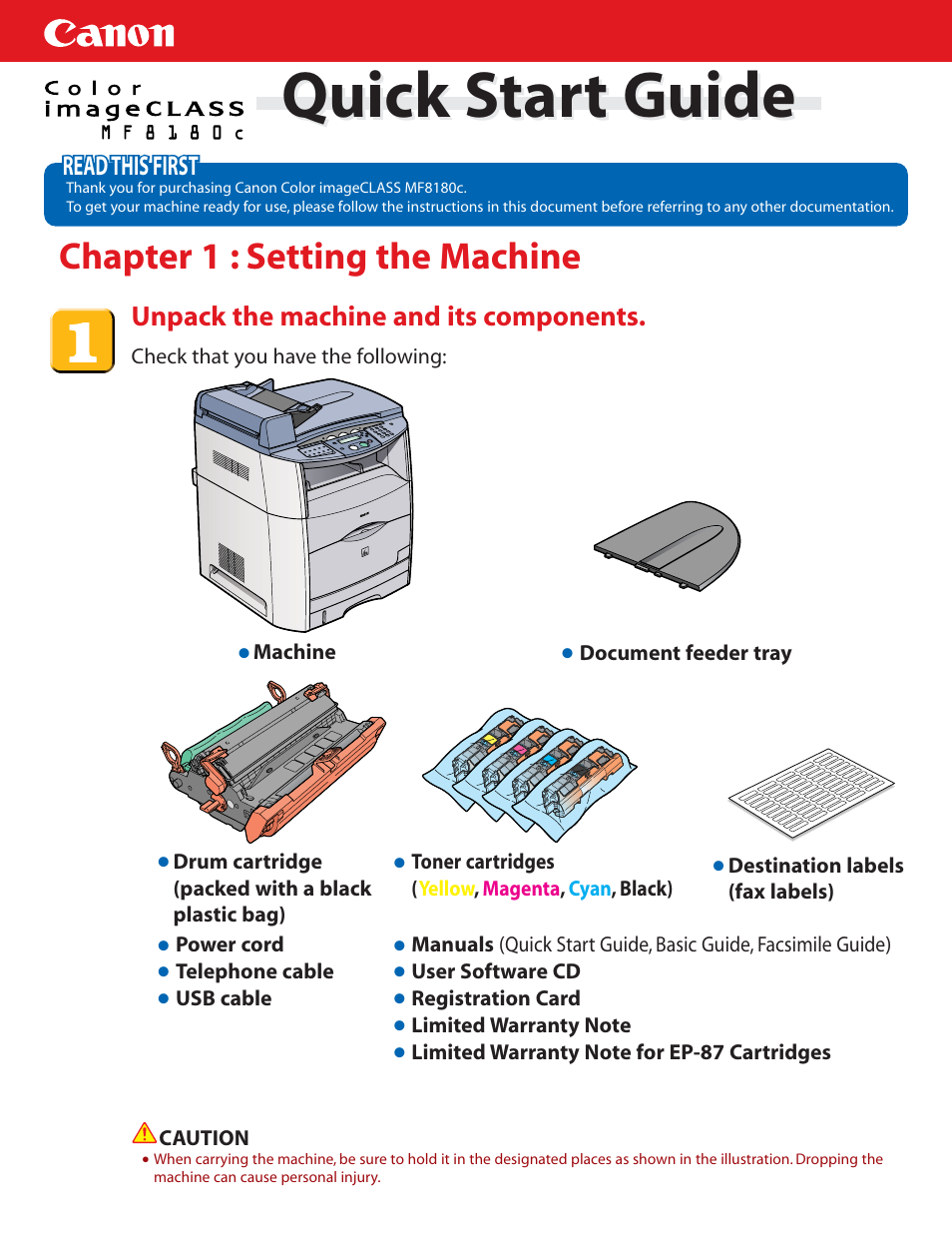 Canon ImageCLASS MF8180c User Manual | 24 pages