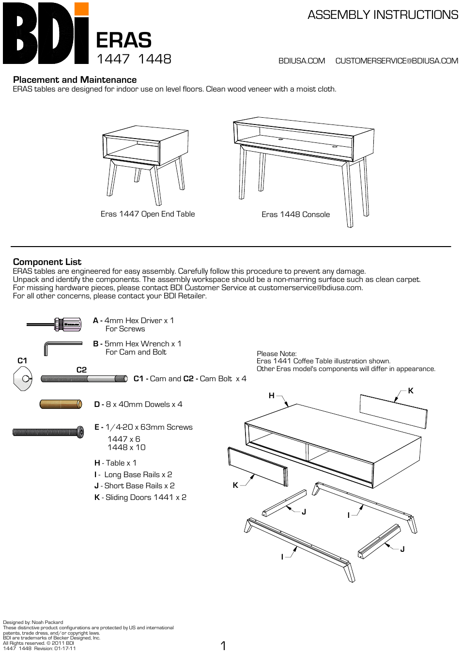 Eras, Assembly instructions | BDI 1441 ERAS User Manual | Page 4 / 6