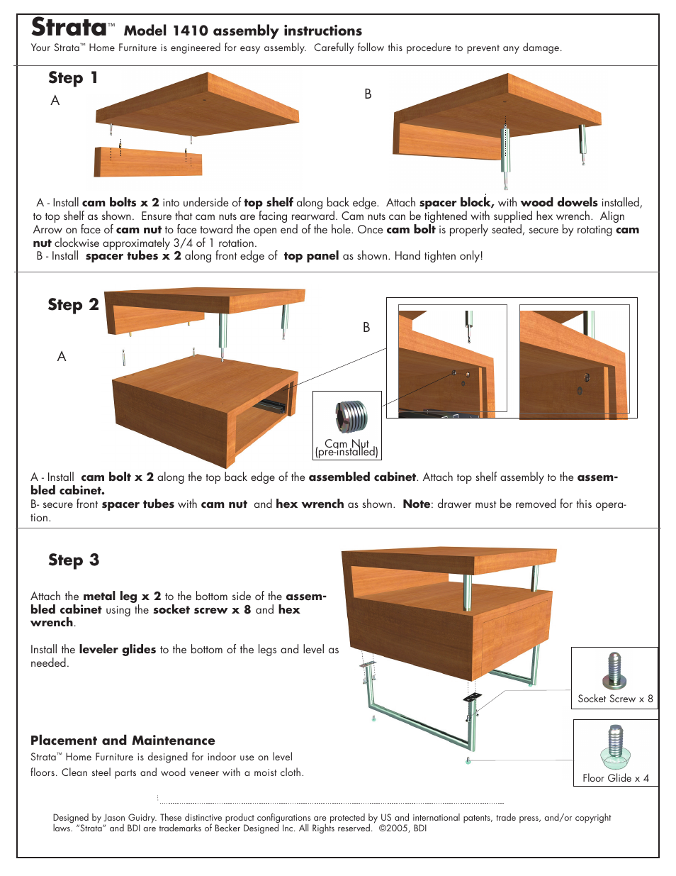 Strata, Step 2, Step 3 | Step 1 | BDI 1401 Strata User Manual | Page 3 / 5