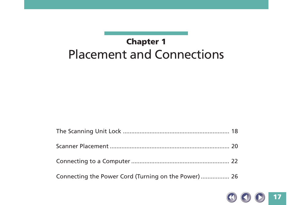 Chapter 1 placement and connections, Placement and connections | Canon FB620P User Manual | Page 17 / 79