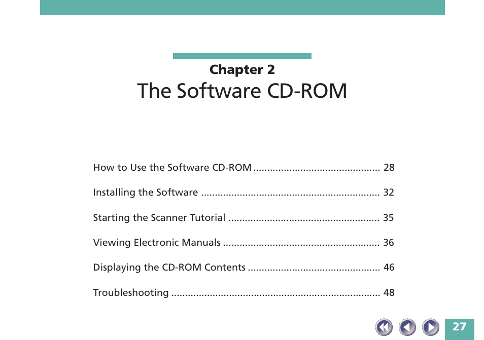 Chapter 2 the software cd-rom, The software cd-rom | Canon FB620P User Manual | Page 27 / 79