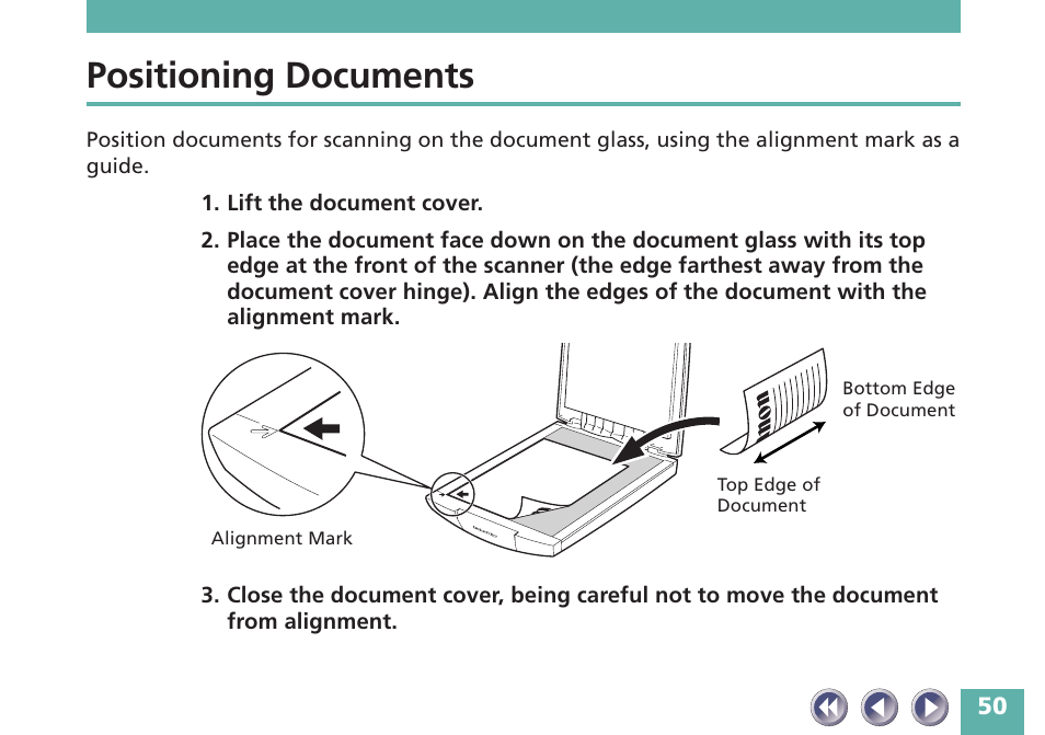 Positioning documents | Canon FB620P User Manual | Page 50 / 79