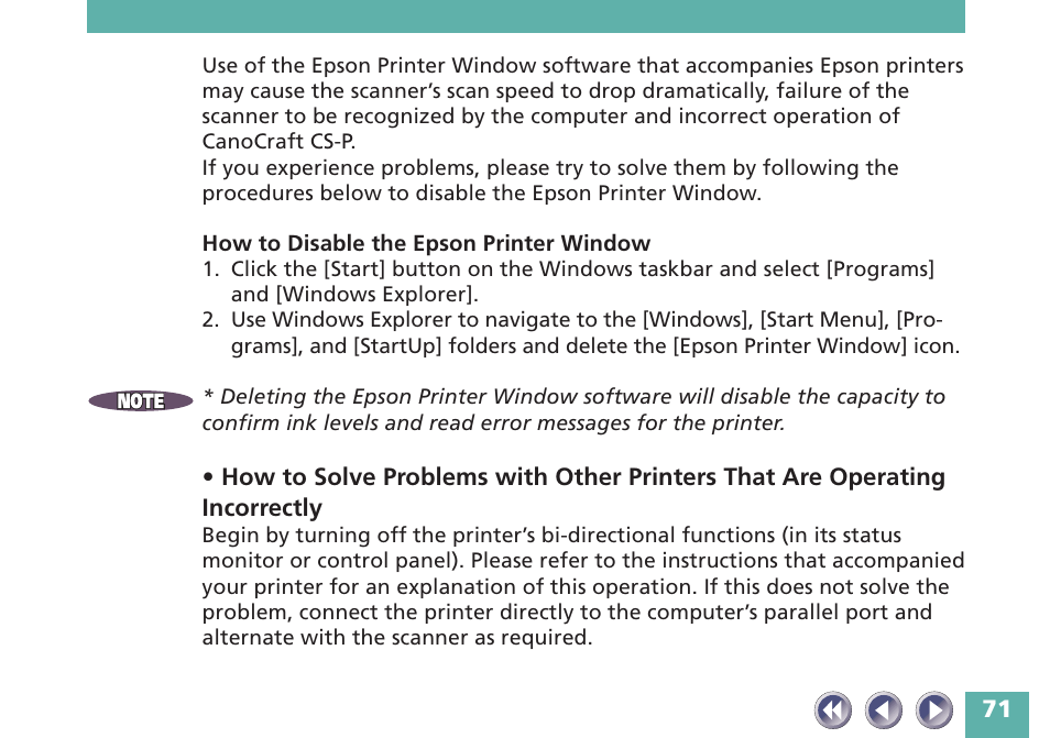 Close epson printer window, See p. 71 | Canon FB620P User Manual | Page 71 / 79