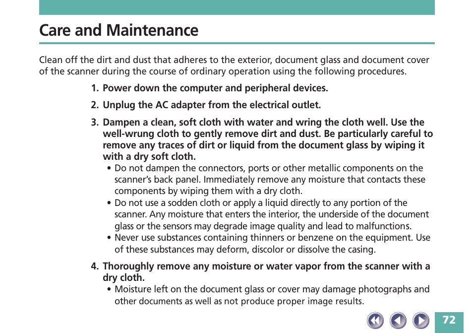 Care and maintenance | Canon FB620P User Manual | Page 72 / 79