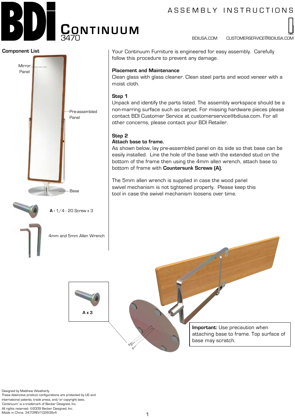 BDI 3470 Continuum User Manual | 2 pages