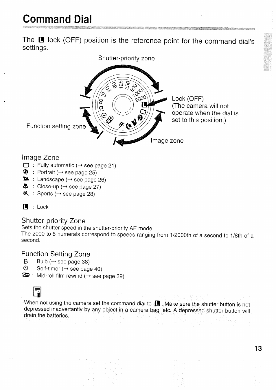 Command dial | Canon EOS 5000 User Manual | Page 13 / 64