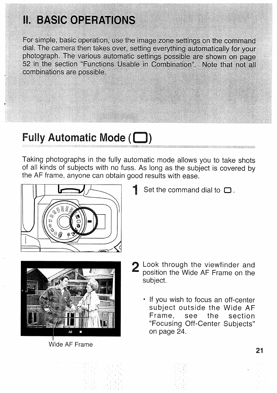 Li. basic operations, Fully automatic mode (i i) | Canon EOS 5000 User Manual | Page 21 / 64