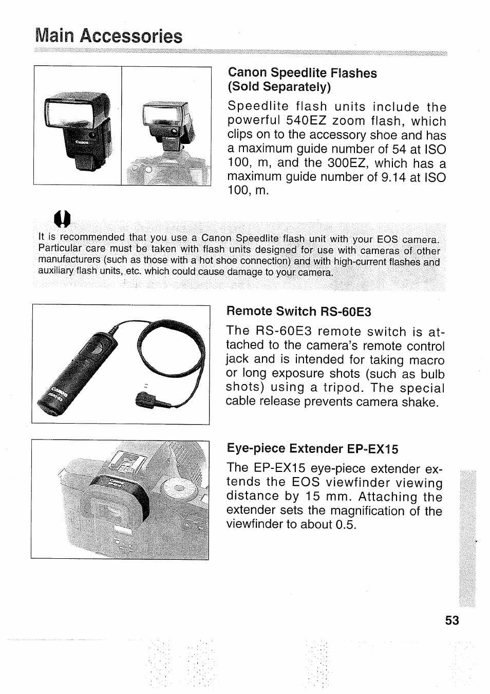 Main accessories | Canon EOS 5000 User Manual | Page 53 / 64