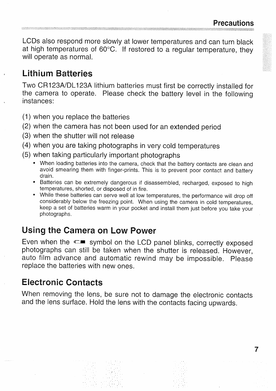 Lithium | Canon EOS 5000 User Manual | Page 7 / 64